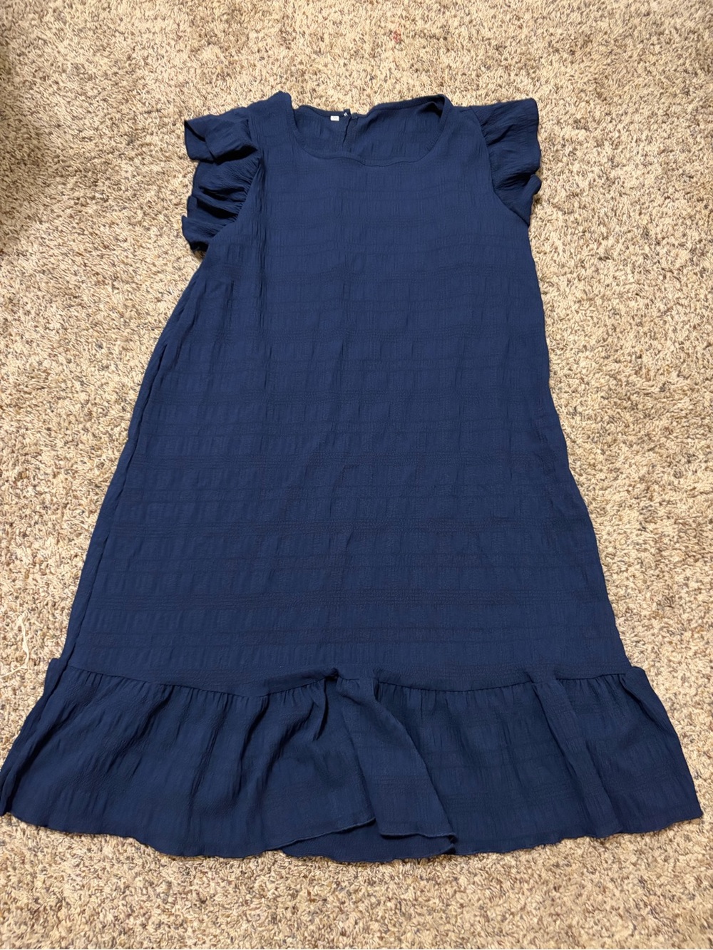 SHEIN Navy Ruffle Sleeve Casual Dress